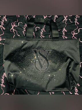 Victoria's Secret Black Tote with Crystal VS Logo